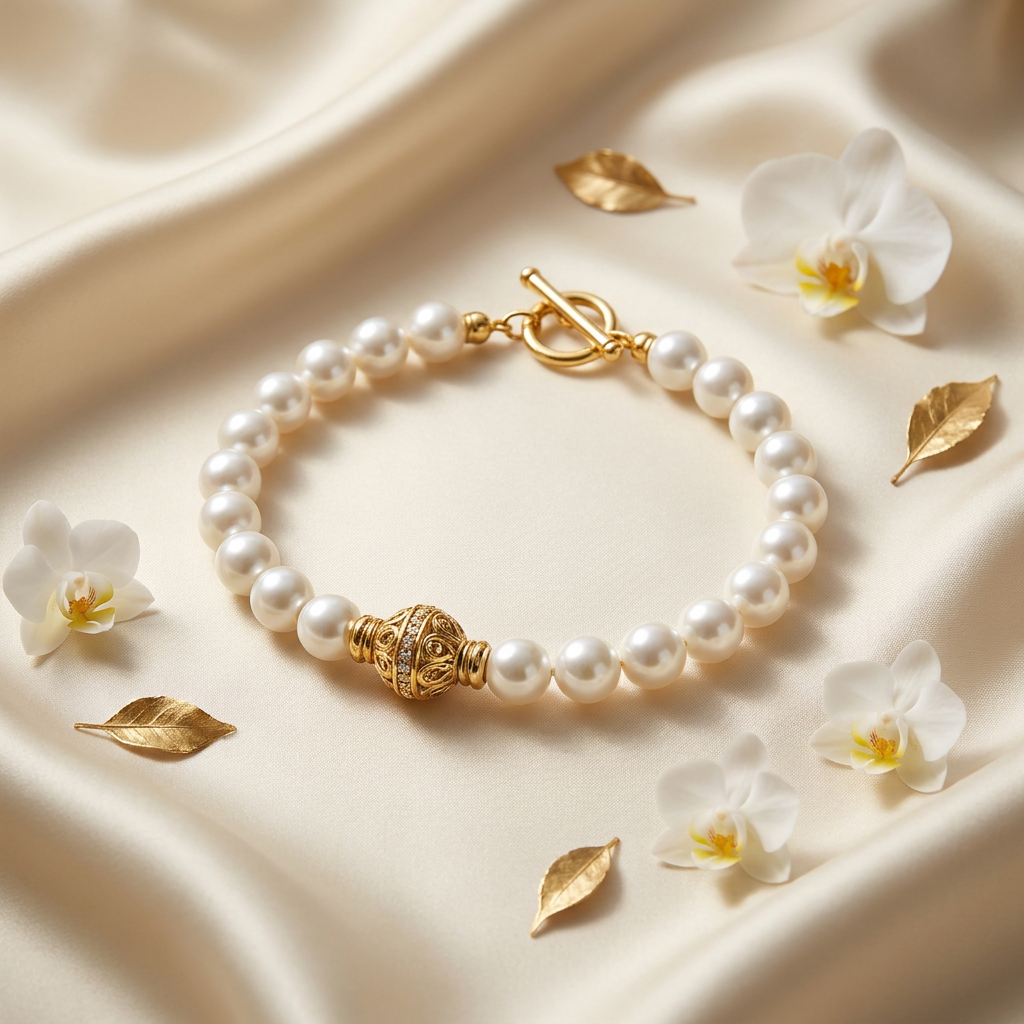 pearl bracelet photoshoot